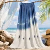 Blue and white gradient tie-dyed cool silk linen dress for women, floral style long dress tie-dyed Specification image